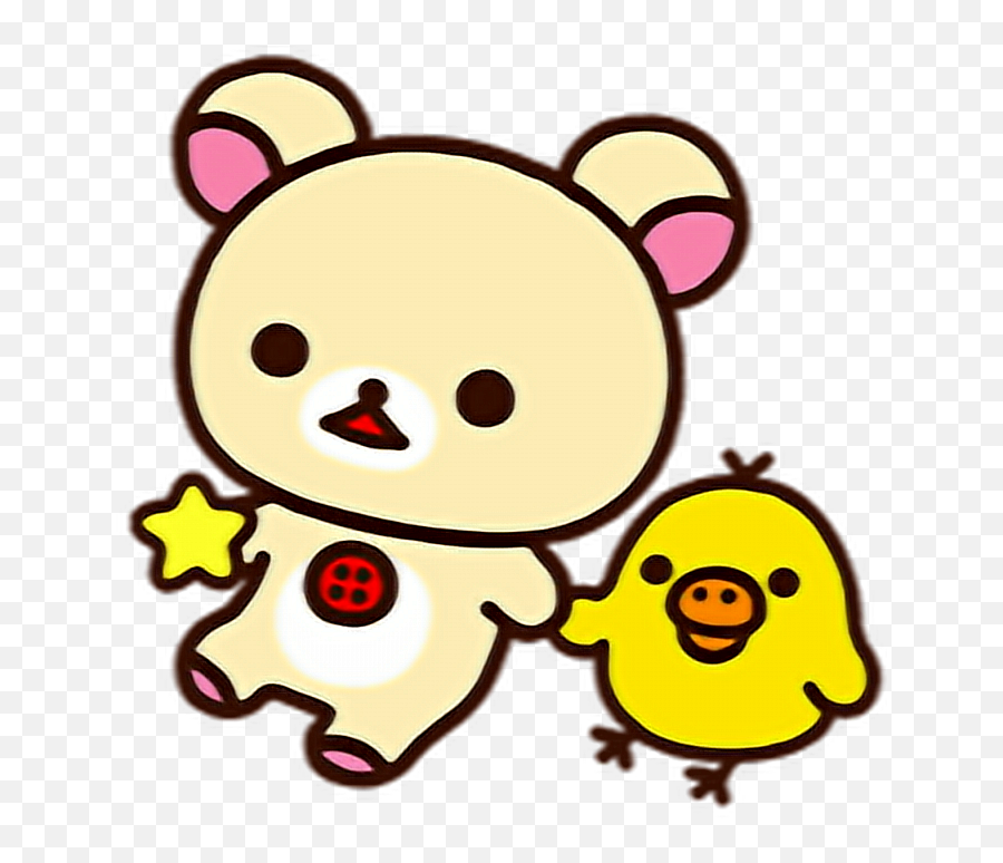 Kawaii Cute Bear Chick Rillakkuma Chibi Png Sticker Sti - Korilakkuma Png,Chick Png