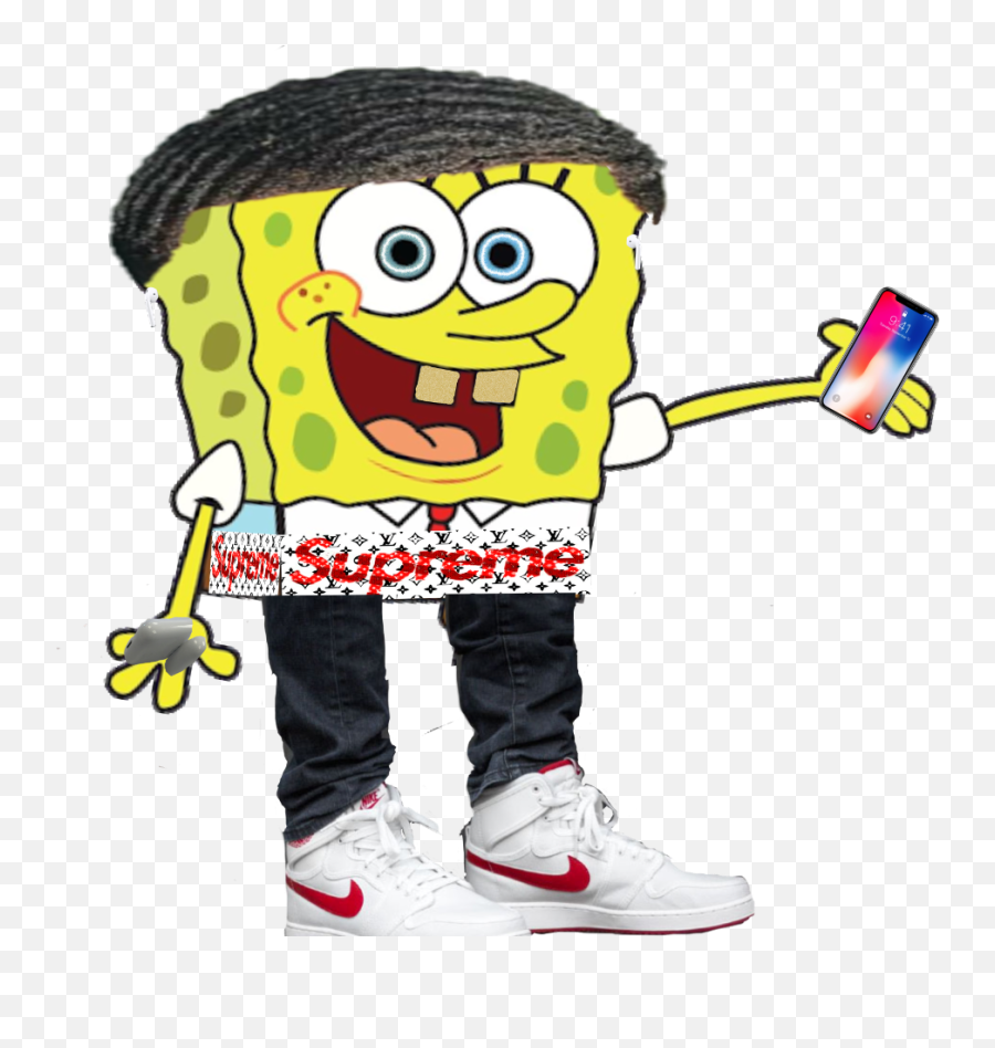 Spongebob Supreme Jordan1 Iphonex Airpods Thug - Supreme Spongebob Png,Airpods Transparent Png