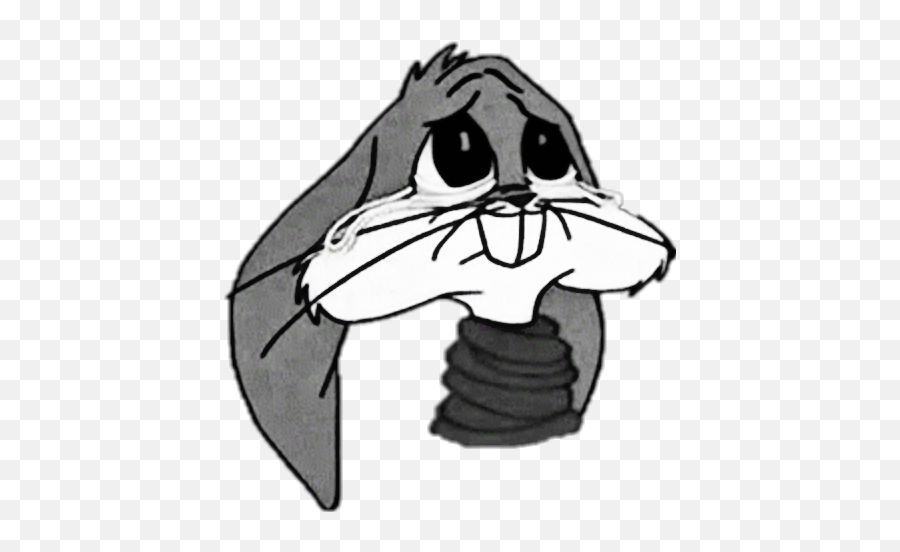 Bugsbunny Blackandwhite Depressed Tears - Bugs Bunny Sad Bugs Bunny Sad Face Png,Bugs Bunny Png
