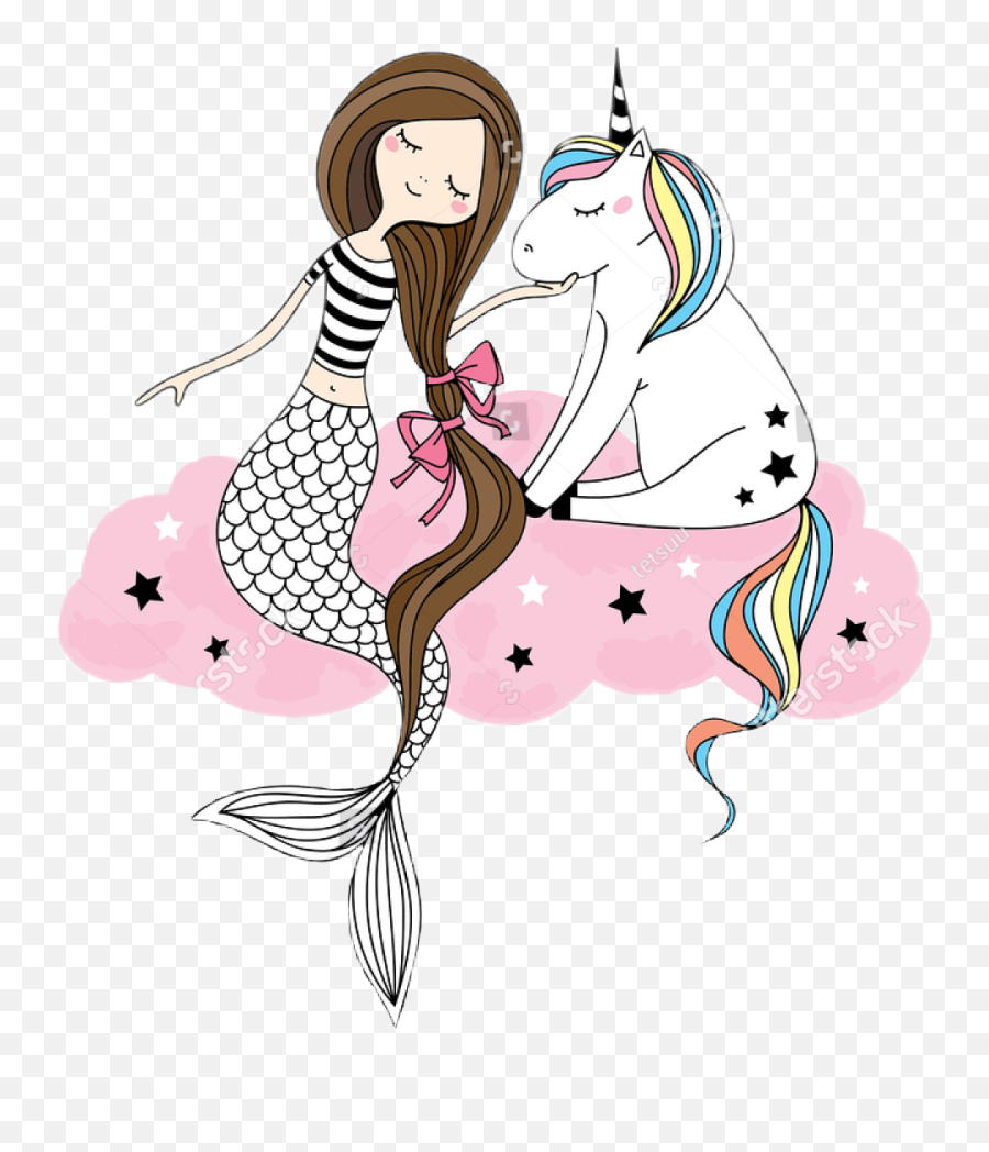 Mermaid Drawing Images Free Download - Unicorns Rainbows And Mermaids Png,Mermaid Transparent Background