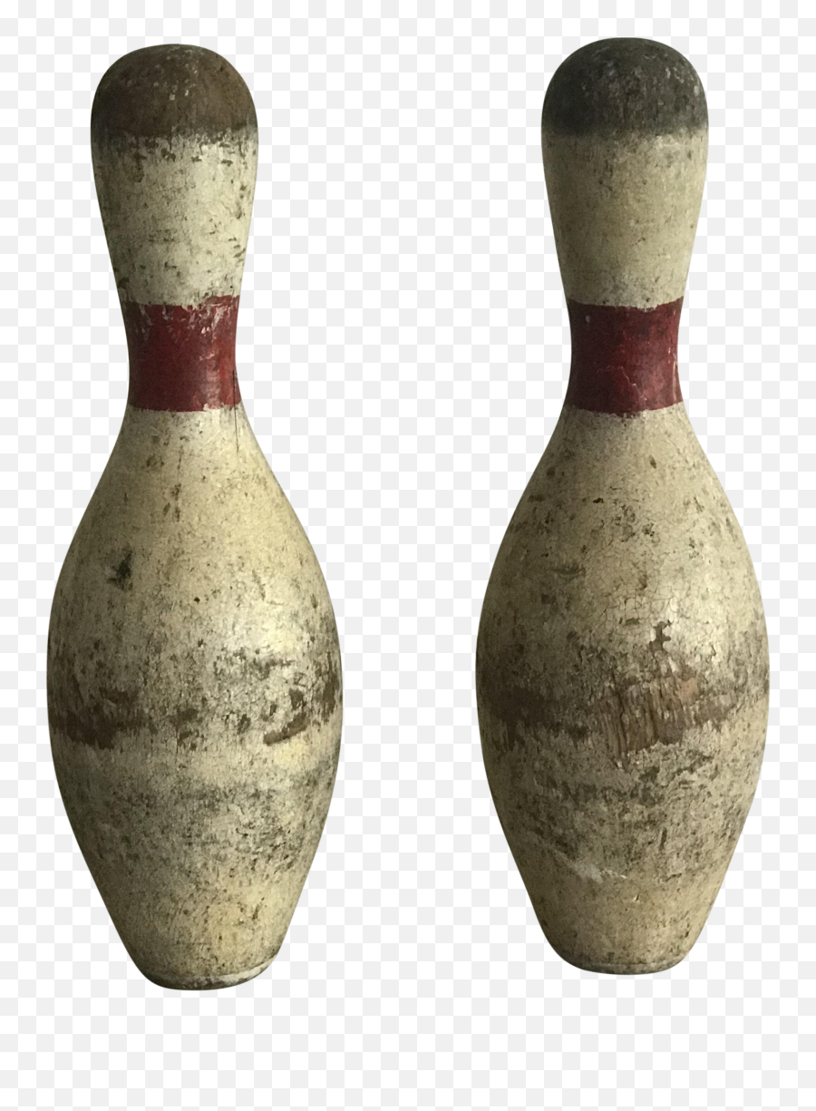 Vintage Red And White Wooden Bowling Pins - A Pair Vintage Wooden Bowling Pins Png,Bowling Pins Png