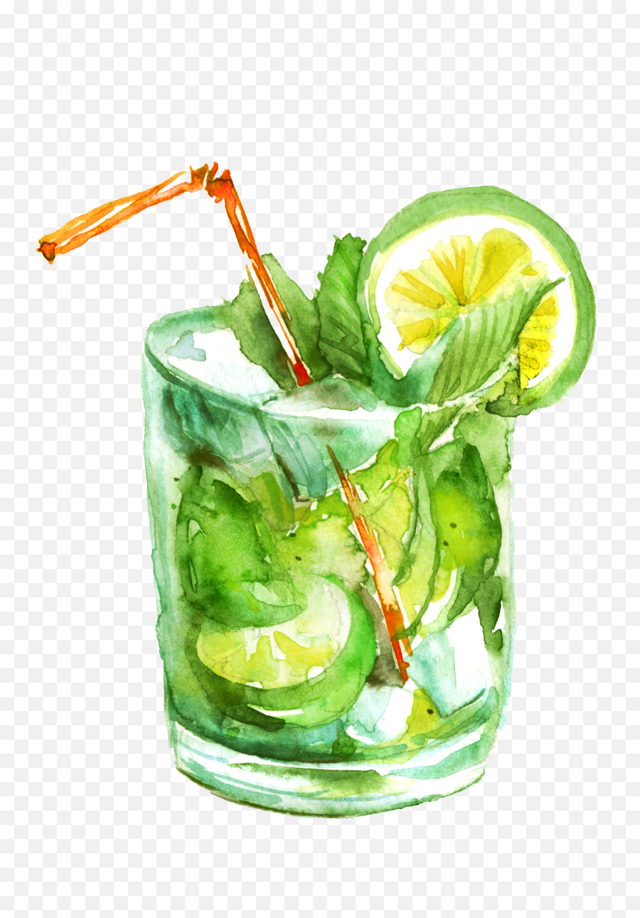 Juice Caipirinha Lemon Transprent - Mojito Cocktail Drawing Png,Mojito Png