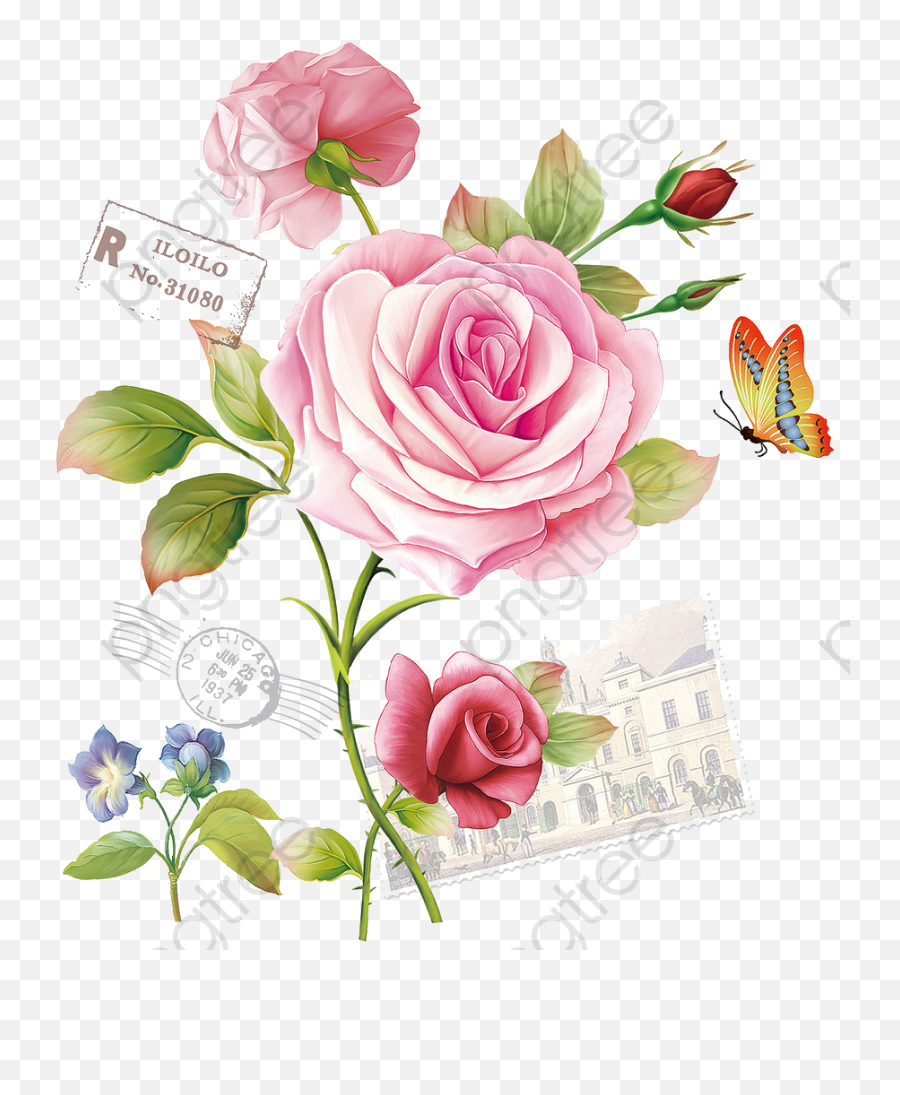 Transparent Painted Flowers Png Rosas