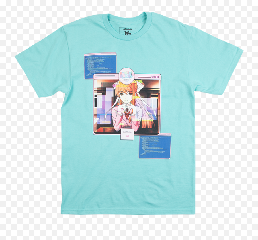 Doki Monika Blue Tee - Short Sleeve Png,Doki Doki Logo