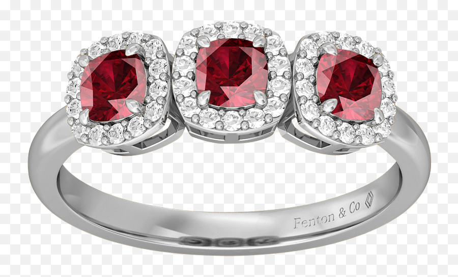 Garland Cushion Ruby 18kt White Gold - Ring Png,Gemstones Png