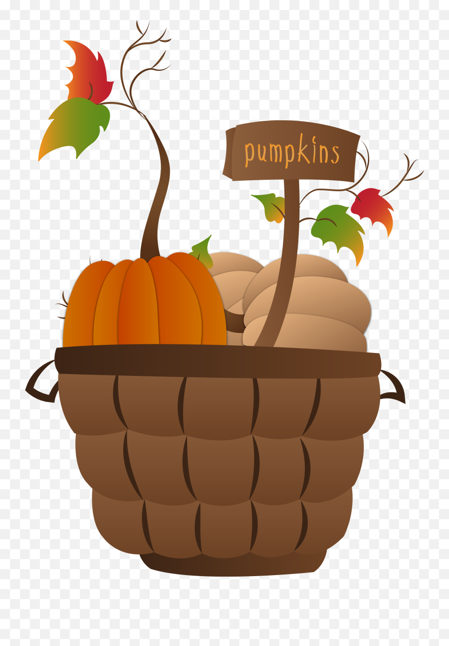 Pumpkin Basket Thanksgiving Clip Art Fall - Fall October Clip Art Png,Thanksgiving Pumpkin Png