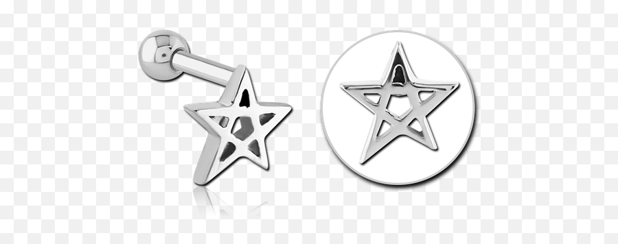 Surgical Steel Grade 316l Star Tragus Micro Barbell - Solid Png,Satanic Pentagram Png