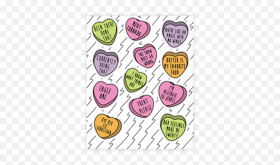 Conversation Hearts Sticker And Decal - Girly Png,Candy Hearts Png