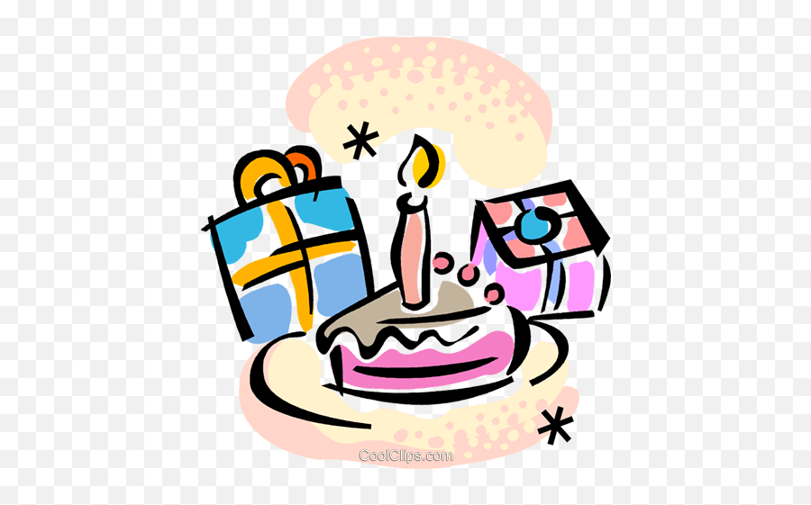 Birthday Cake And Presents Royalty Free Vector Clip Art - Happy Birthday To A Lovely Mother In Law Png,Birthday Presents Png