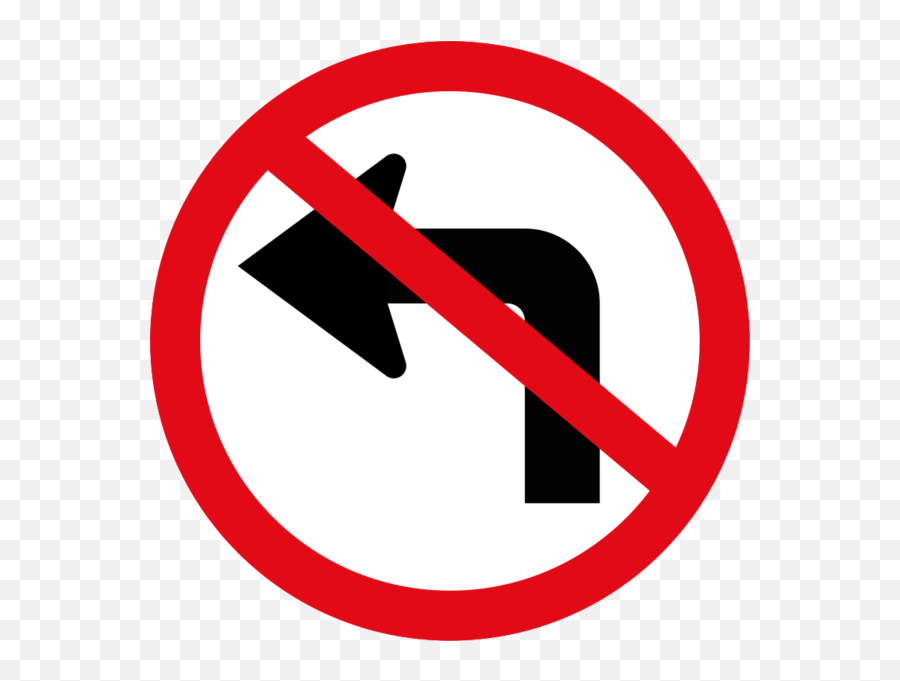 Left Turn Ahead Prohibited Sign - No Left Turn Ahead Sign Png,Prohibited Sign Png