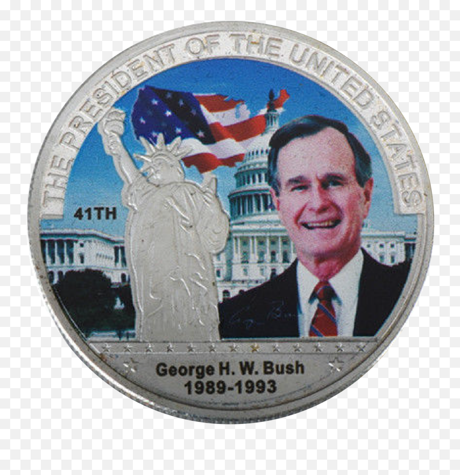 Commemorative George H W Bush Silver U0026 Colored Coin - George Hw Bush Png,George W Bush Png