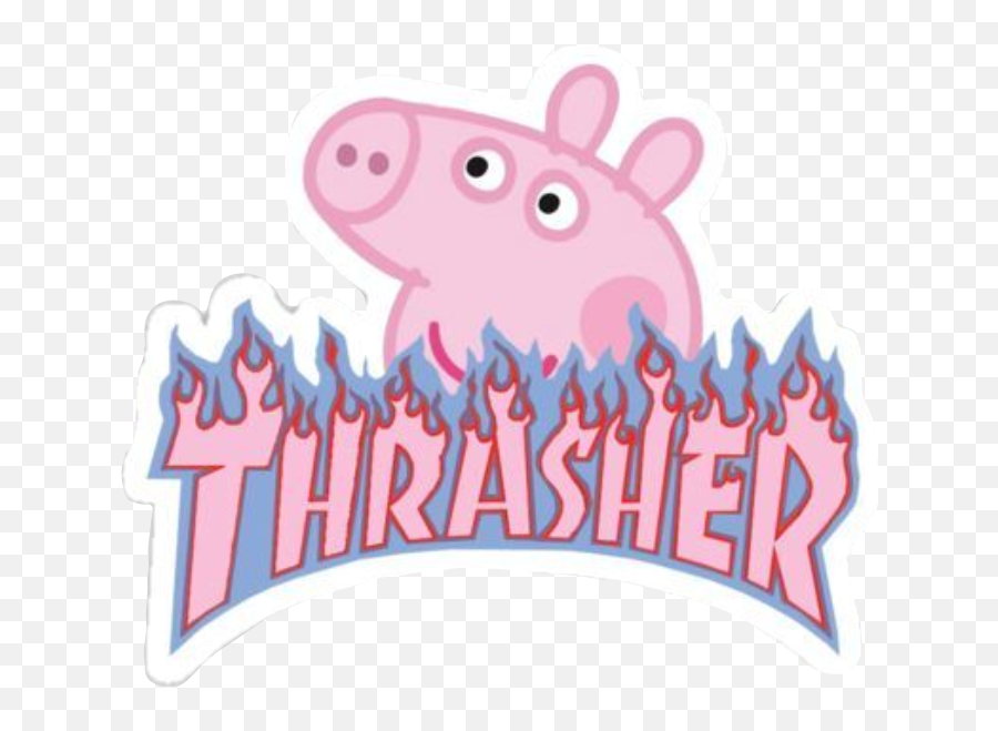 Peppa Peppapig Pink Thrasher Flame Fire - Peppa Stickers Vsco Png,Thrasher Logo Transparent