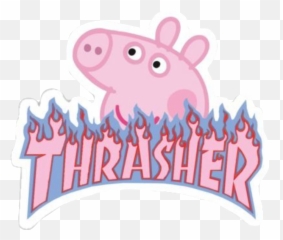 Peppa Peppapig Pink Thrasher Flame Fire - Stickers Vsco png