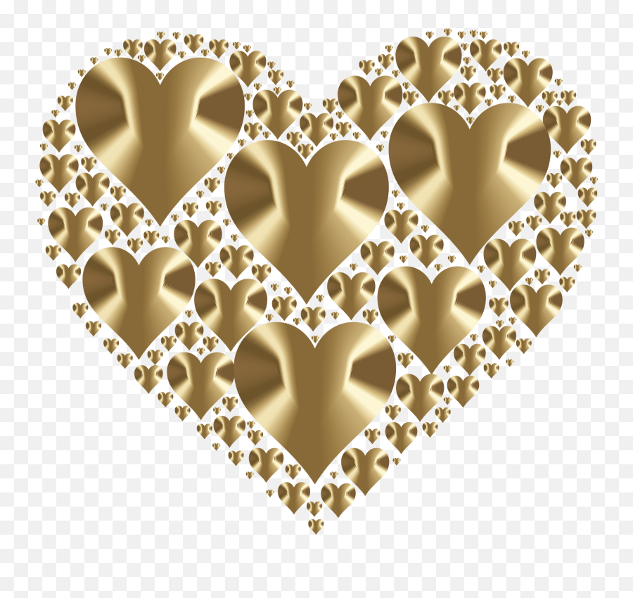 Golden Hearts In The Shape Of A Heart - Clip Art Png,Gold Hearts Png