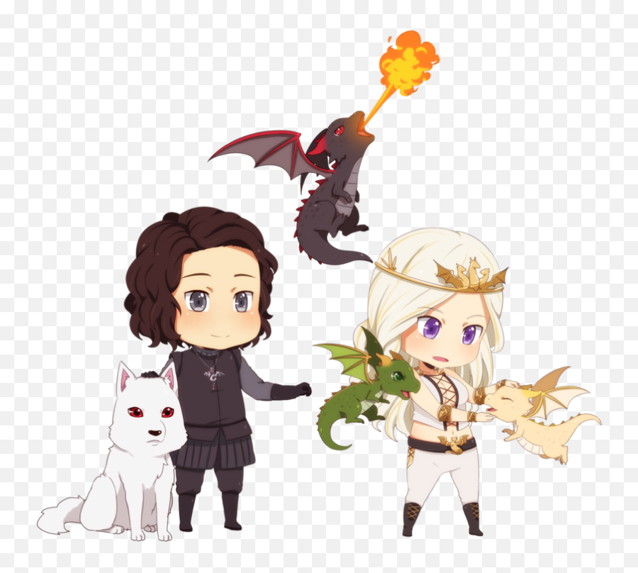 Jon Snow Ghost Daenerys Targaryen Viserion Rhaegal And - Game Of Thrones Cute Png,Jon Snow Png