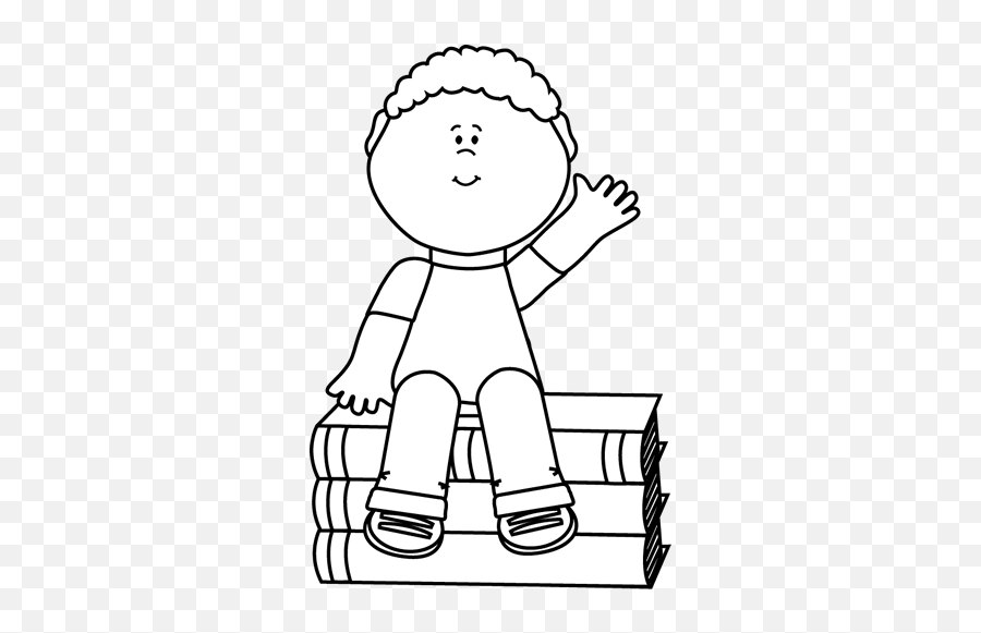 Black And White Boy Sitting - Clipart Black And White Png,Boy Clipart Transparent