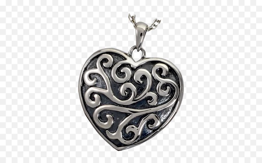 Scroll Filigree Heart Cremation Pendant - Locket Png,Scrollwork Png