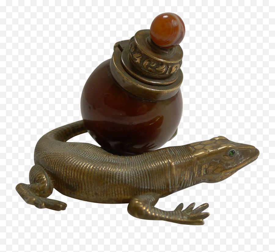 Lizard Png - Fabulous Antique English Novelty Inkwell C Animal Figure,Inkwell Png