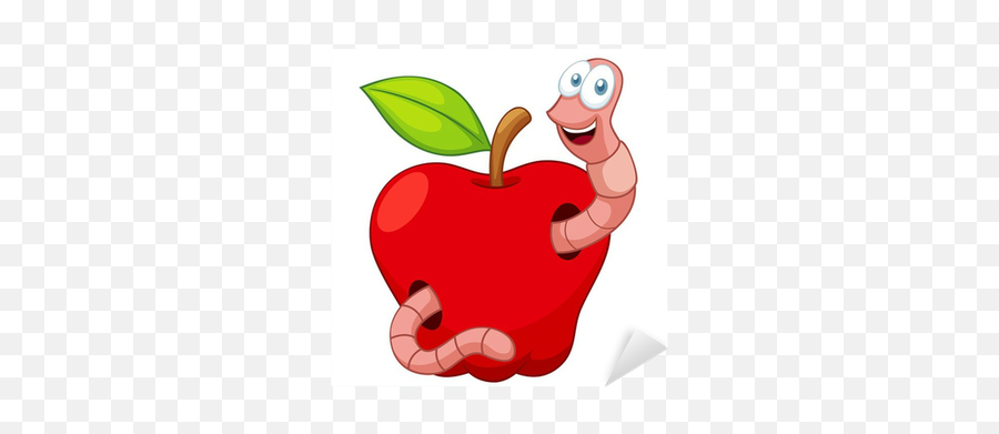Illustration Of Cartoon Worm In Apple Sticker U2022 Pixers - We Live To Change Worm In An Apple Clip Art Png,Cartoon Apple Png