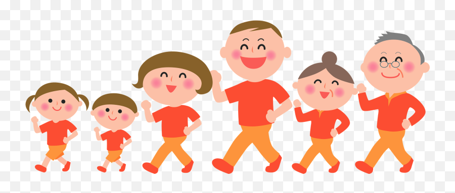 Family Is Walking For Exercise Clipart - Transparent Family Walking Clipart Png,Kids Walking Png