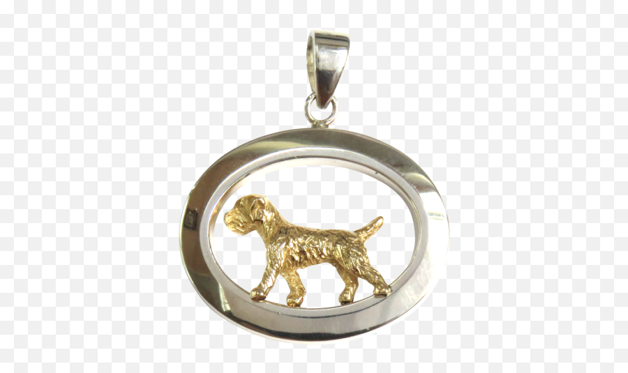 14k Gold Or Sterling Silver Border Terrier In Glossy Oval - Locket Png,Silver Border Png