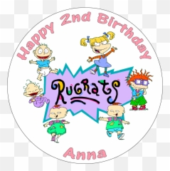 Personalised Round Birthday Cake Topper - Rugrats Characters Png,Rugrats Png