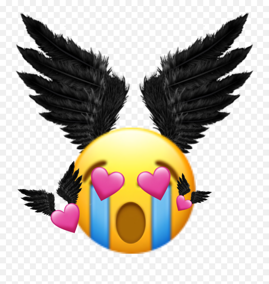 Love Cry Heart Emoji Wing Wings Pixle22 Clipart - Full Black Thumbnail Effect Png,Cry Emoji Png