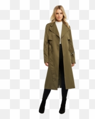 Trench Coat In Army Green - Overcoat Png,Trench Coat Png