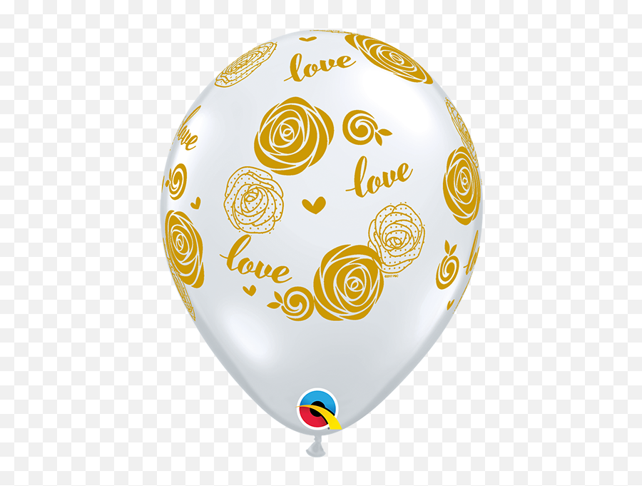 11 Latex Balloons Diamond Clear Gold Love Roses Bargain - Qualatex Png,Gold Balloon Png