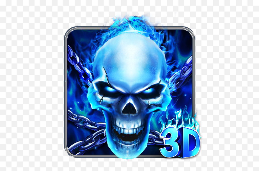 3d Blue Flaming Skull Theme Launcher 112 Download Android - Skull On Fire Blue Png,Flaming Star.png Icon