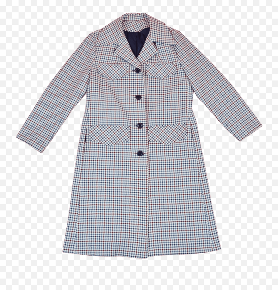 70u2019s Blue Red Houndstooth Trench Coat By Lanson - Long Sleeve Png,J Crew Icon Trench Coat