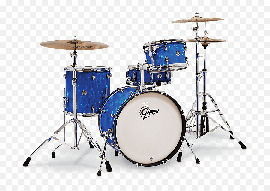 Gretsch Catalina Club 4 Pc Drum Set Blue Satin Flame Cti - J404bsf 1 Year Manufacture Warranty Gretsch Caralina Club Blue Satin Drums Png,Icon Qcon Pro G2