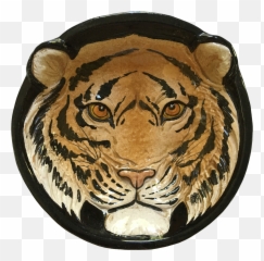 Mid - Century Large Tiger Face Pottery BowlCatchall Made in Italy Siberian png