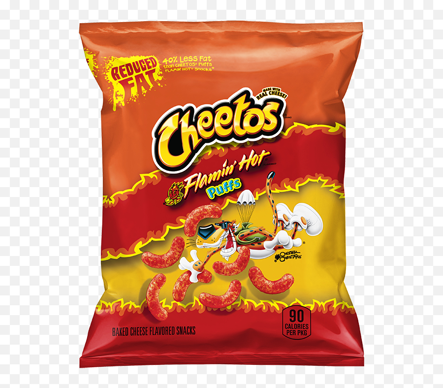 Flamin Hot Cheese Flavored Snacks - Hot Cheetos Puffs Reduced Fat Png,Cheeto Transparent