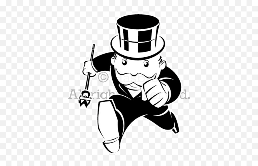 Illustration Art - Monopoly Man Money Bag Running Png,Monopoly Man Png