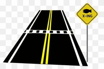 Road Crossing Crosswalk - Car With Road Clip Art Png,Straight Road Png