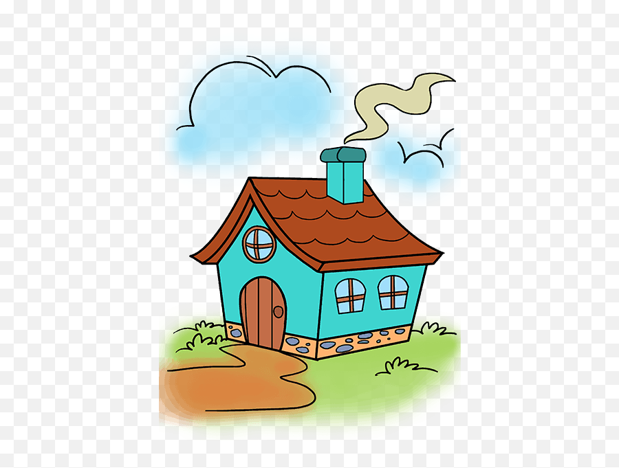 Chimney Drawing Old Home - Cute House Cartoon Drawing Easy Cute House Drawings Png,Old House Png