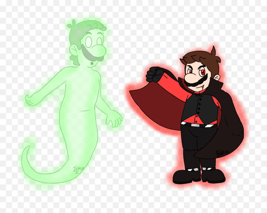 Ghost Luigi And Vampire Mario By Iedasb - Fur Affinity Dot Fictional Character Png,Luigi Transparent Background