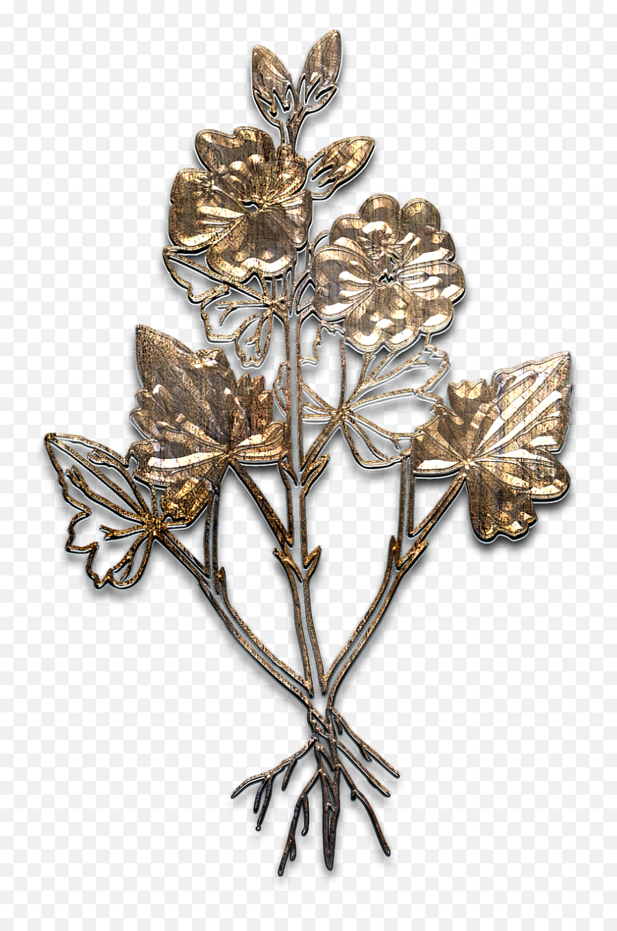 Flower Metal Aged Gold Texture Graphic - Gold Png,Gold Texture Png