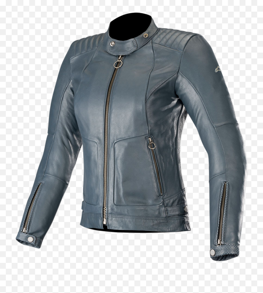 Details About Alpinestars Gal Womenu0027s Leather Motorcycle Jacket Mood Indigo Blue Grey - Long Sleeve Png,Icon Denim Motorcycle Jacket