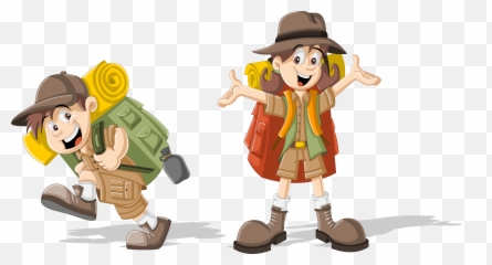 Download Design Backpack Character Scouting Children - Dibujos De Niñoas Exploradores Png,Backpack Clipart Png