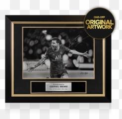 Original Lionel Messi Official Signed And Premium Framed Tribute Artwork Ucl Goal Vs Manchester City - Lionel Messi Png,Icon Messi