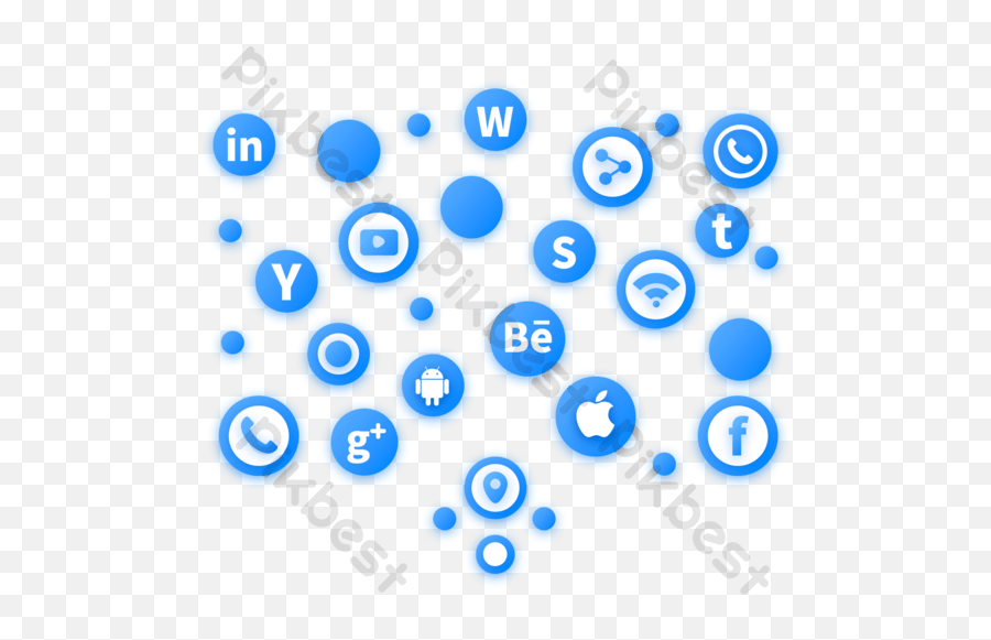 Blue Social Media Icons Psd Free Download - Pikbest Dot Png,Christmas Icon Collages