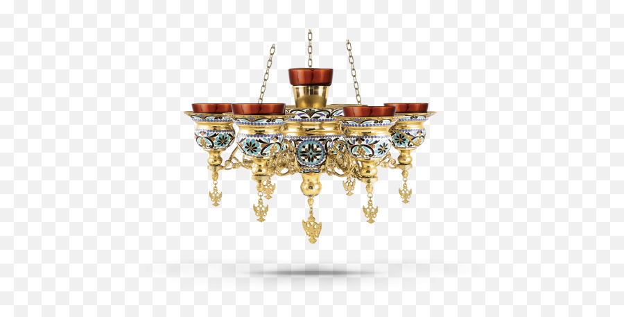 Hanging Enamel Vigil Lamp - 7 Lights Church Chandelier Png,Iveron Icon