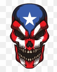 Puerto Rico Skull Proud Boricua Flag Greeting Card - Puerto Rican Flag With Skull Png,Puerto Rico Flag Png