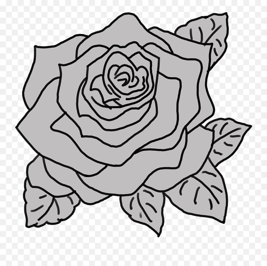 Rose Sketch To Final Design - Drawing Of A Small Rose Png,Rose Outline Png