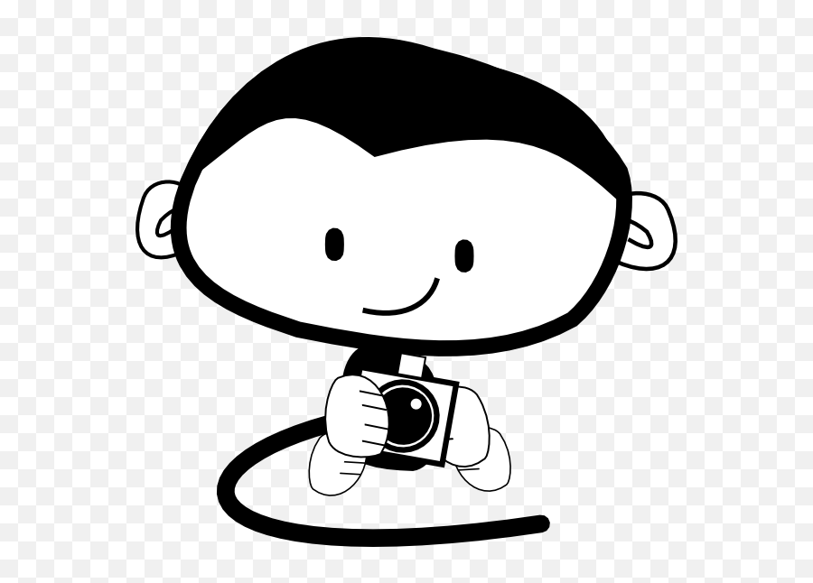 Cartoon Holding Camera Png Clipart - Full Size Clipart Monkey And Camera Line Art,Camera Cartoon Png