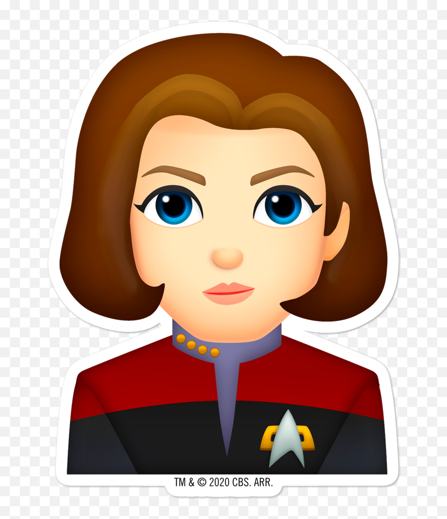 Star Trek Voyager Janeway Emoji Die Cut Sticker - Star Trek Emoji Png,Star Emoji Transparent