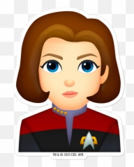 Star Trek Voyager Janeway Emoji Die Cut Sticker - png