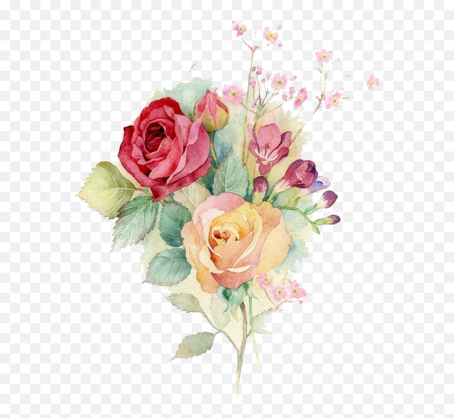 Download Bouquet Vector Watercolor Clipart - Watercolor Painting Of Roses Png,Watercolor Clipart Png